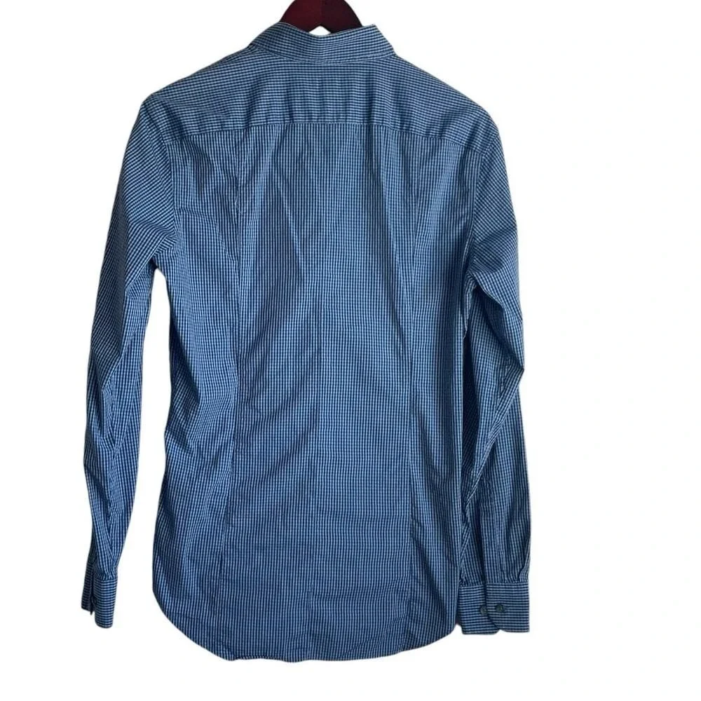 Banana Republic‎ Mens Shirt S Blue Checked Button Up Preppy Travel Office Casual